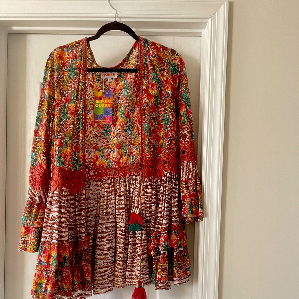 Gypsy Queen tunic with fringe ties
